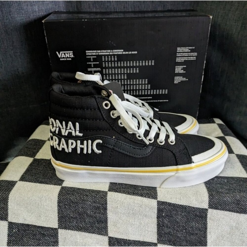 Vans National Geographic Box Logo SK8 Hi Reissue Women Black White 112025 Gf - Picture 6 of 11